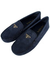 Triangle Logo Suede Driving Shoes Navy - PRADA - BALAAN 3