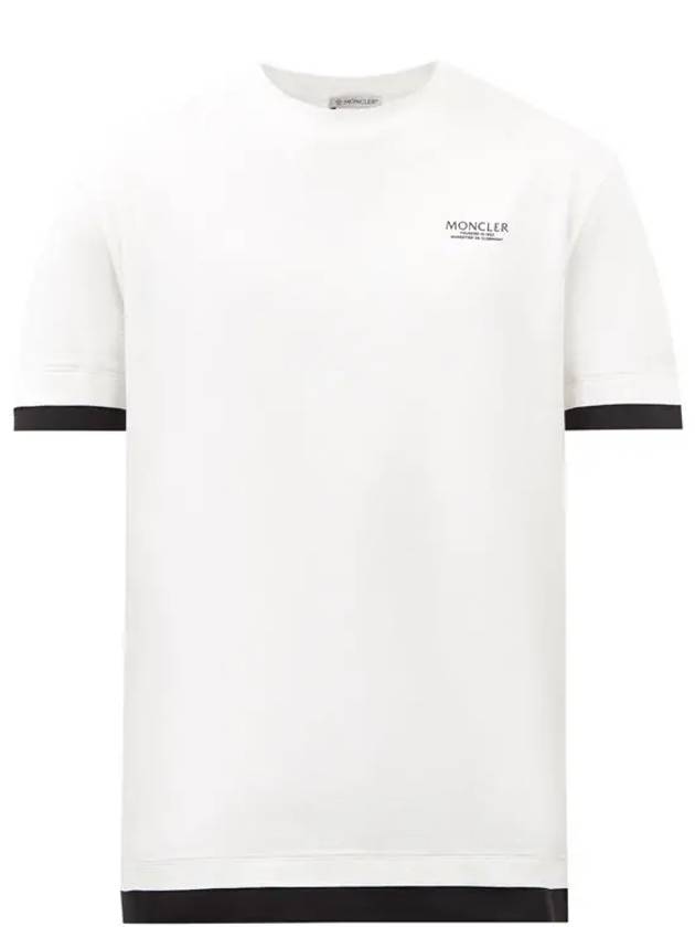 Logo minimal print layered cuff t shirt white 8C00017 8390T 034 - MONCLER - BALAAN 1