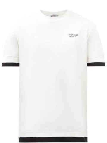 Logo minimal print layered cuff t shirt white 8C00017 8390T 034 - MONCLER - BALAAN 1