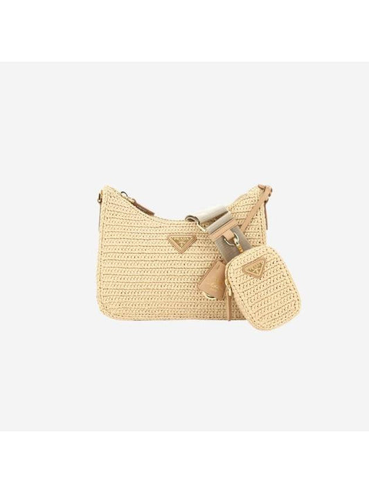 Re-Edition 2005 Raffia Shoulder Bag Tan - PRADA - BALAAN 1