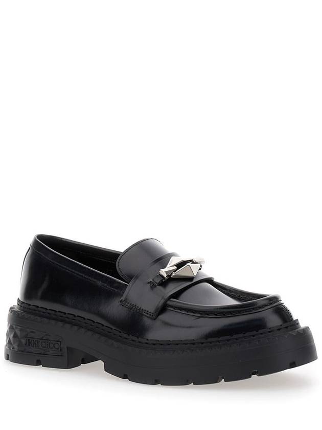 'Marlow' Black Loafers With Diamond Shaped Detail In Leather Woman - JIMMY CHOO - BALAAN 2