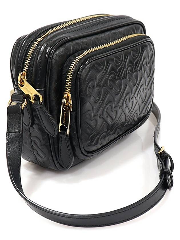 80152411 Black embossed monogram leather gold chain camera cross bag - BURBERRY - BALAAN 2