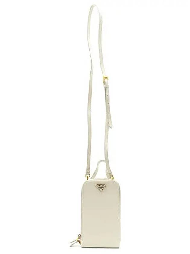 1BP027 White Saffiano Gold Logo Mini Cross Bag - PRADA - BALAAN 4