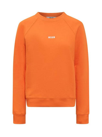 Micro Logo Cotton Sweatshirt Orange - MSGM - BALAAN 1