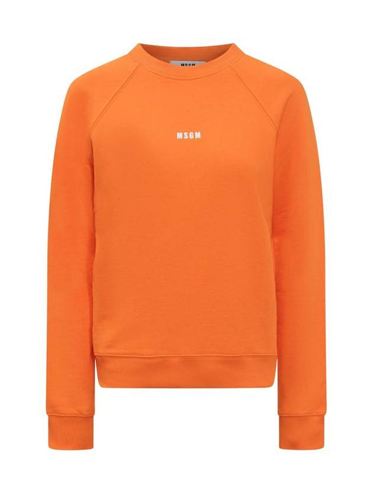 Micro Logo Cotton Sweatshirt Orange - MSGM - BALAAN 1