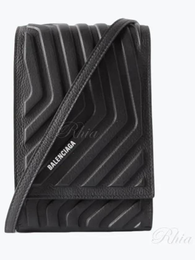 Grain Calfskin Car Strap Phone Cross Bag Black - BALENCIAGA - BALAAN 2