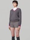 AW32KP01 Color line V-neck knit topMelange gray - ATHPLATFORM - BALAAN 3