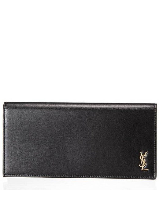 Tiny Monogram Leather Long Wallet Black - SAINT LAURENT - BALAAN 1