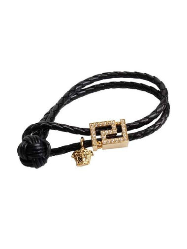 Greca Leather Bracelet Black - VERSACE - BALAAN 1