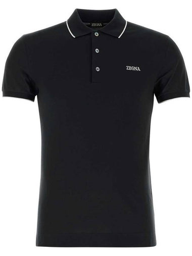 Stretch Cotton Polo Shirt Black - ERMENEGILDO ZEGNA - BALAAN 1