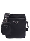 Triangle Logo Re-Nylon Saffiano Leather Cross Bag Black - PRADA - BALAAN 2