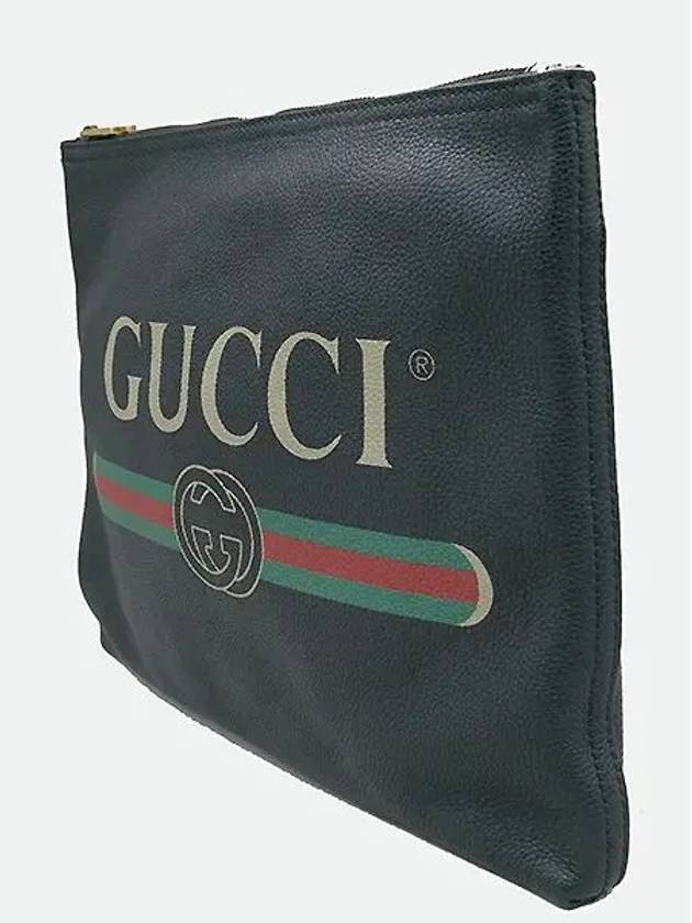 500981 Black logo printing medium portfolio clutch bag - GUCCI - BALAAN 4