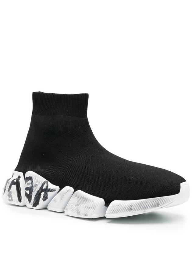 Speed ​​2.0 Graffiti Knit High Top Sneakers Black - BALENCIAGA - BALAAN 3