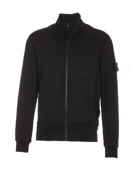 Cotton Fleece Zip-up Jacket Balck - STONE ISLAND - BALAAN 1