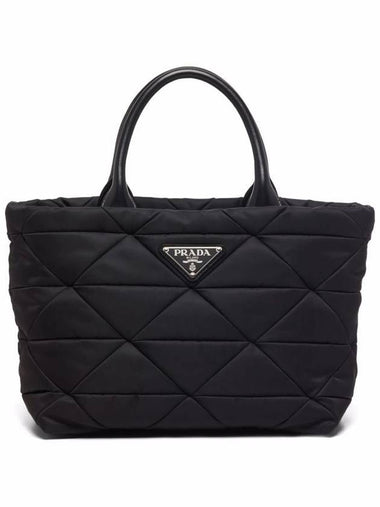 Small Re-Nylon Padded Tote Bag Black - PRADA - BALAAN 1