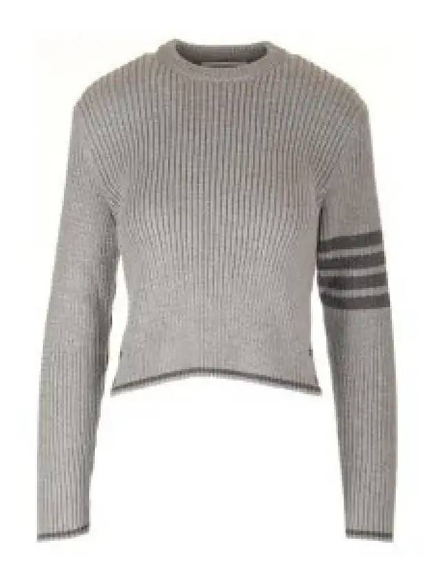 4 Bar Stripe Cable Knit Top Grey - THOM BROWNE - BALAAN 2