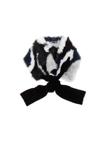 Women s Color Block Fur Scarf Dark Navy 270474 - GIORGIO ARMANI - BALAAN 1