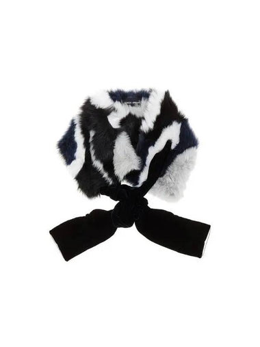 Women s Color Block Fur Scarf Dark Navy - GIORGIO ARMANI - BALAAN 1