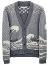 wave pair cardigan MKC481A 055 - THOM BROWNE - BALAAN 1