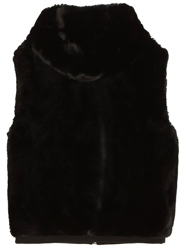 State Bunny Fur Hooded Vest Black - MOOSE KNUCKLES - BALAAN 3