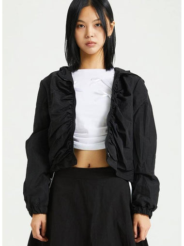 Women's Shirring Nylon Windbreaker Black - RAWMANTICS - BALAAN 1