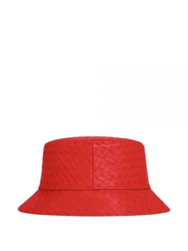 Intrecciato Leather Bucket Hat Red - BOTTEGA VENETA - BALAAN 2