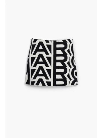 Flock Monogram Mini Skirt BlackIvory MJKAW23002BKX - MARC JACOBS - BALAAN 1