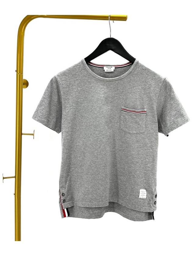 Pocket short sleeve t shirt gray size 1 - THOM BROWNE - BALAAN 3