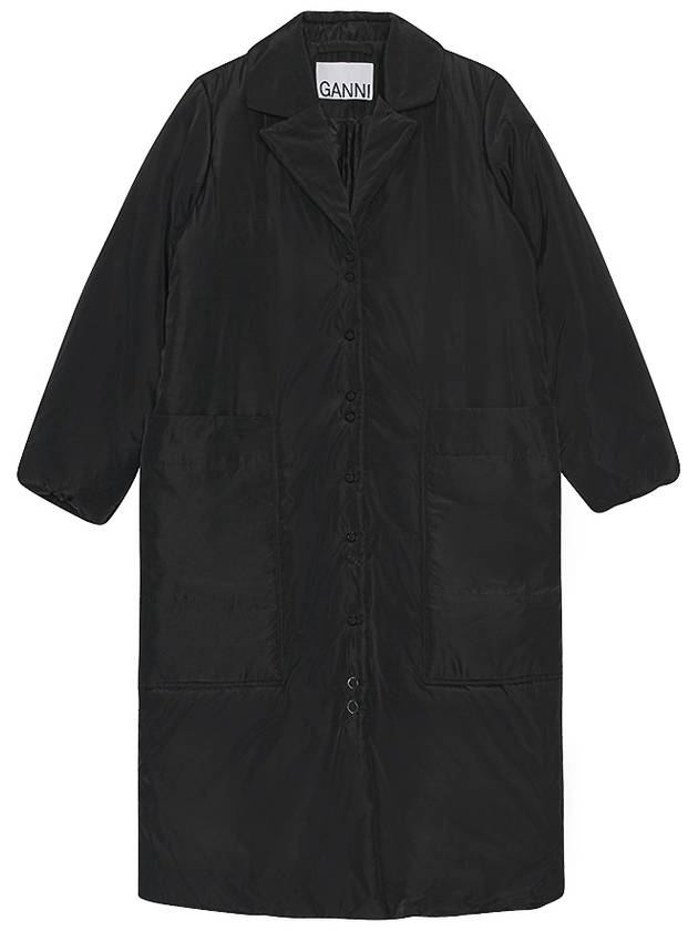 Women's Light Padded Long Jacket Black F7503 099 - GANNI - BALAAN.