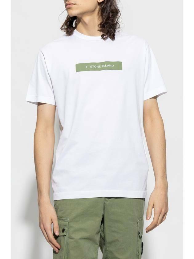 Micro Logo Print Short Sleeve T-shirt White - STONE ISLAND - BALAAN 3