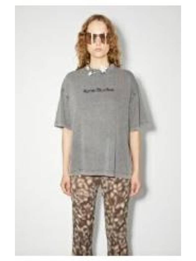 Faded Logo Relaxed Fit Cotton Short Sleeve T-Shirt Grey - ACNE STUDIOS - BALAAN 1