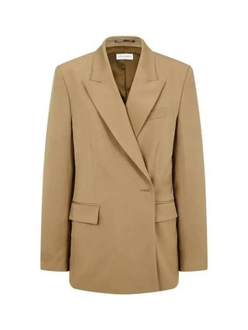 Women s Peaked Lapel Hook Wool Jacket Beige - DRIES VAN NOTEN - BALAAN 1