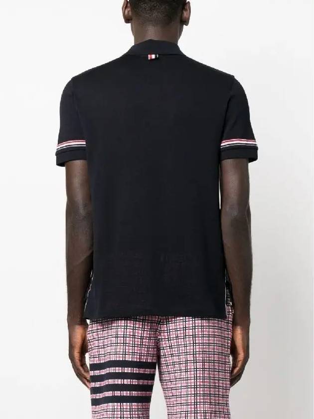 Lightweight Cotton Short Sleeve Polo Shirt Navy - THOM BROWNE - BALAAN 5