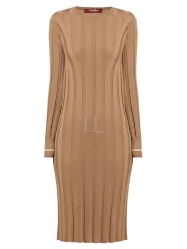 Leccio Virgin Wool Midi Dress Camel - MAX MARA - BALAAN 2