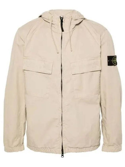 Cotton Twill Stretch Hooded Jacket Beige - STONE ISLAND - BALAAN 2