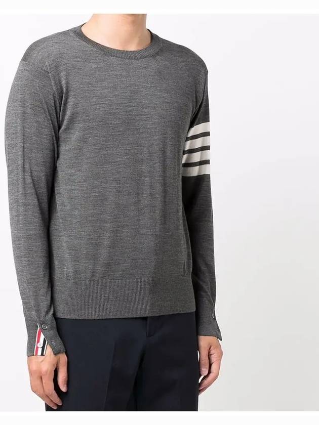 4 Bar Armband Classic Merino Wool Knit Top Medium Grey - THOM BROWNE - BALAAN 4