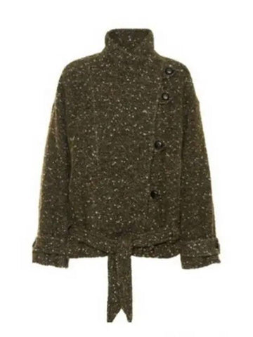 Women s JANETTE High Neck Wool Blend Short Coat Khaki MA1218 22A010E - ISABEL MARANT - BALAAN 1