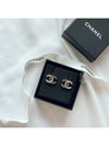 Crystal Two-tone CC Logo Earrings Silver Black - CHANEL - BALAAN.