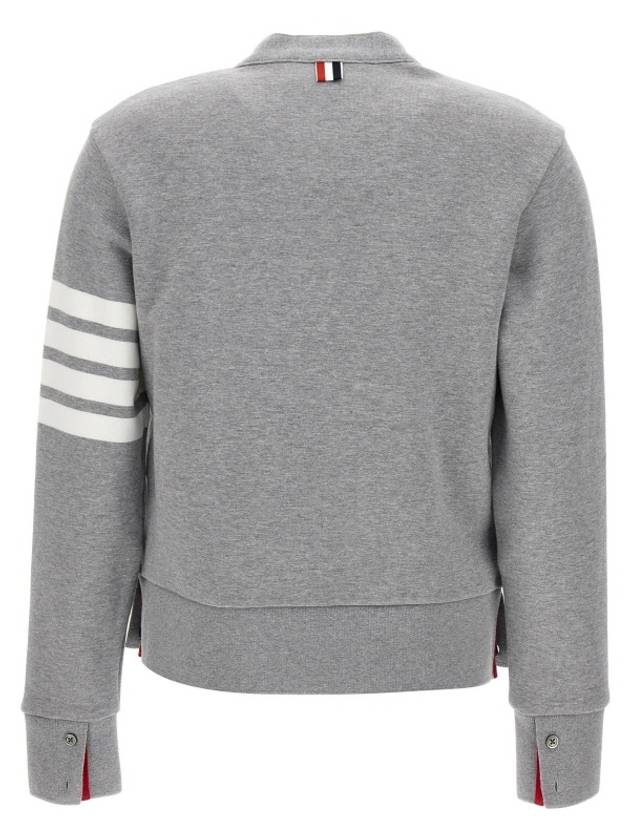 4-Bar Loopback Jersey Cardigan Light Grey - THOM BROWNE - BALAAN 3