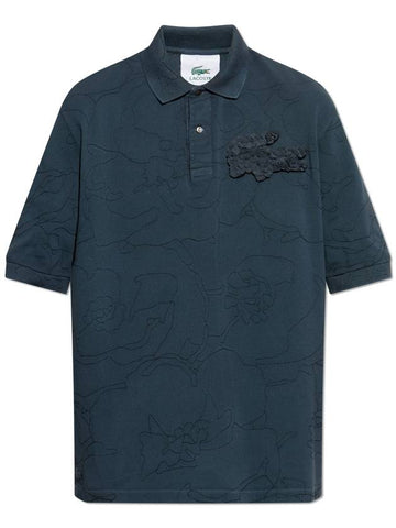 Lacoste Polo With Detachable Logo, Unisex, Navy Blue - LACOSTE - BALAAN 1