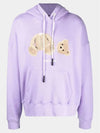 Men's Bear Logo Cotton Hoodie Purple - PALM ANGELS - BALAAN 2