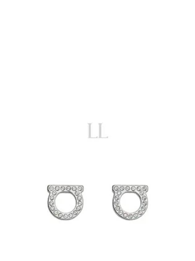 Gancini Crystal Small Earrings Silver - SALVATORE FERRAGAMO - BALAAN 2