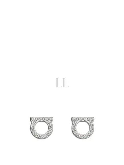 Gancini Crystal Small Earrings Silver - SALVATORE FERRAGAMO - BALAAN 2