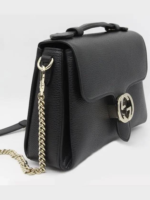 GG Interlocking Chain Small Top Handle Shoulder Bag Black - GUCCI - BALAAN 3