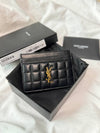 Cassandre Quilting Leather Card Wallet Black - SAINT LAURENT - BALAAN 7