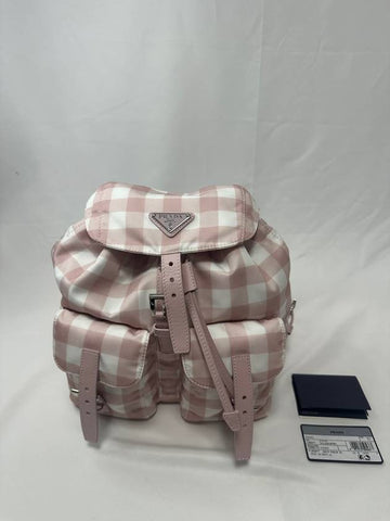 Women s nylon backpack triangle logo pastel check 1BZ677 2ECF - PRADA - BALAAN 1