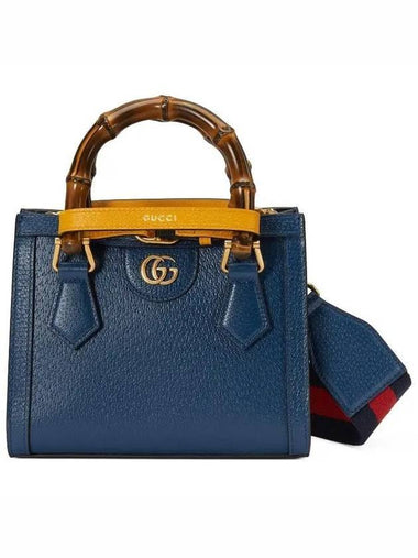 Diana Bamboo Handle Mini Leather Tote Bag Royal Blue - GUCCI - BALAAN 1