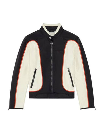 J-Blink Color Block Biker Jacket Black White - DIESEL - BALAAN 1