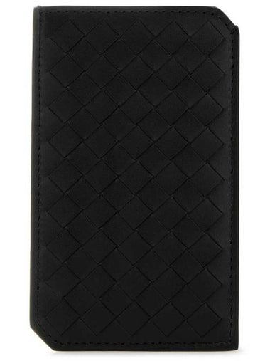 Intrecciato Piccolo Vertical Card Wallet Black - BOTTEGA VENETA - BALAAN 1