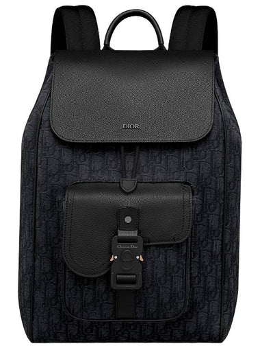 Saddle Oblique Jacquard Grained Calfskin Backpack Black - DIOR - BALAAN 1